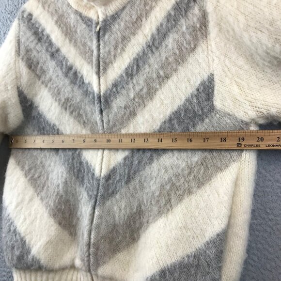 Vintage Hilda Ltd Full Zip Icelandic Ivory Wool Geometric Sweater Women’s M - Picture 11 of 15